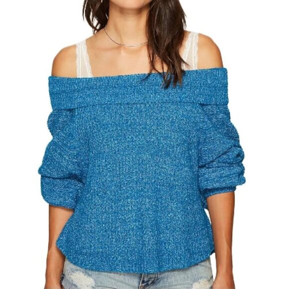 FREE PEOPLE Edessa Oversized Balloon Sleeve Chunky Knit Sweater Boho Size XS EUC - Picture 1 of 11